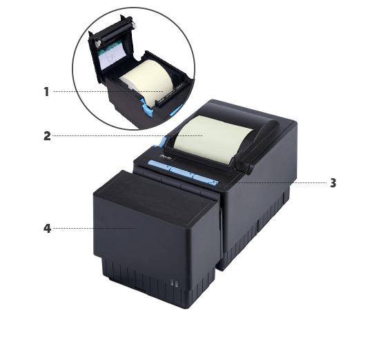 <p>1. Sistema de troca rápida e fácil de bobina (easy load)<br />
2. Impressora térmica com sistema automático de corte de papel<br />
3. Teclas de funções<br />
4. Módulo Autenticador de Documentos com tecnologia jato de tinta na cor preta. Possui autonomia de 6,2 milhões de caracteres e velocidade de até 3 lps.</p>
<p>Baixe nosso catálogo para mais informações.</p>
